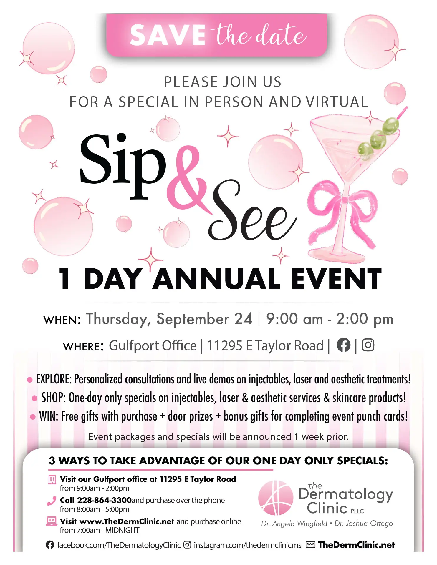 Save The Date – Thur., Sept. 24 – Sip & See 1 Day Annual Event
