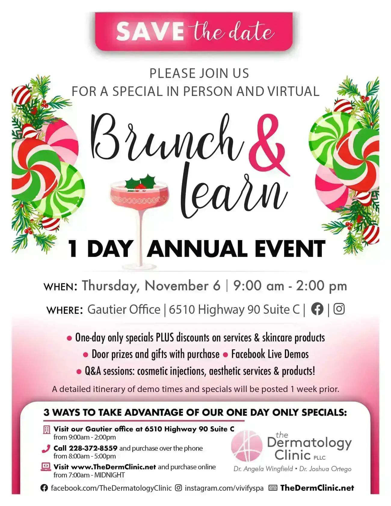 Save The Date – Thur., Nov. 6 – Brunch & Learn 1 Day Annual Event