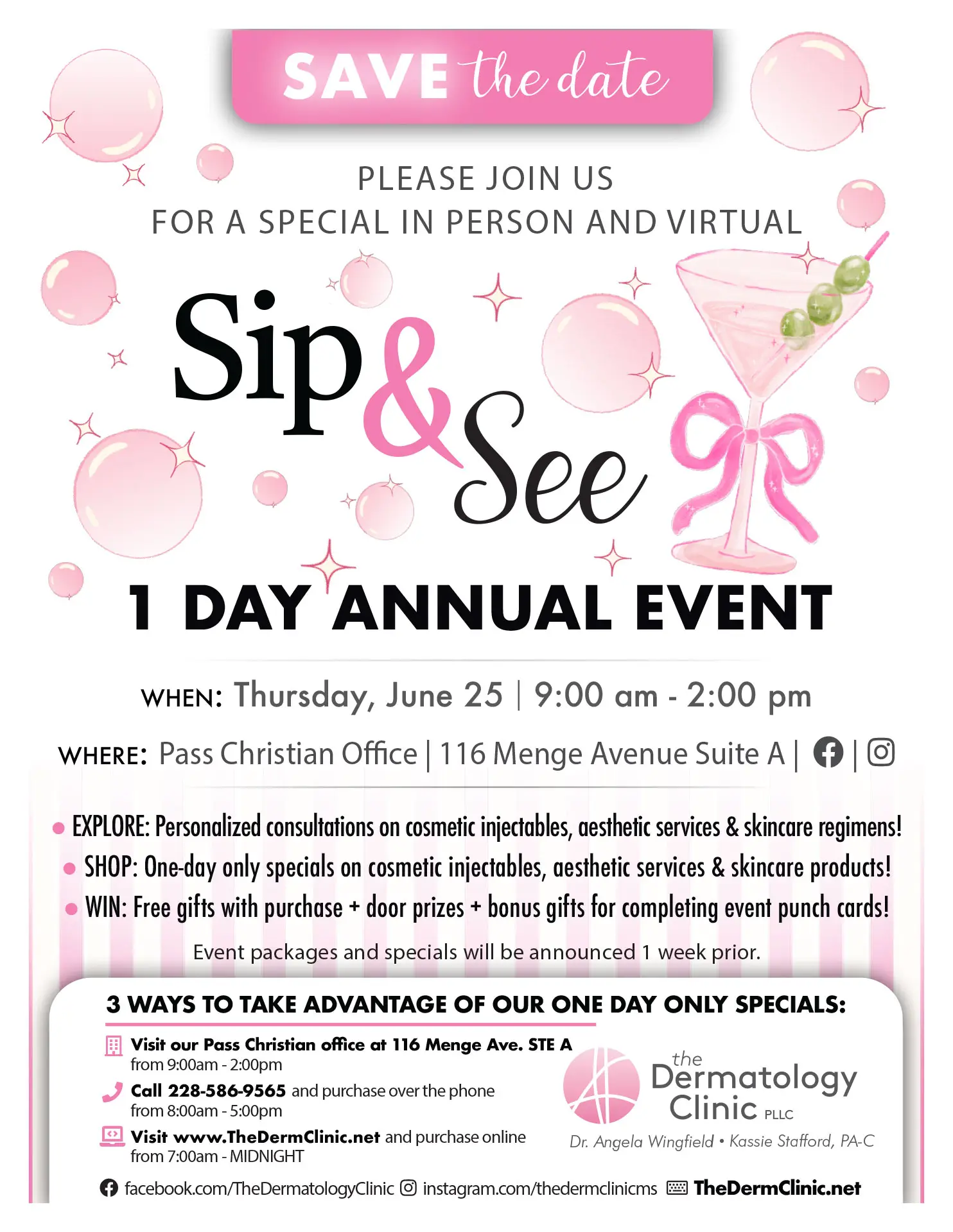 Save The Date – Thur., June 25 – Sip & See 1 Day Annual Event