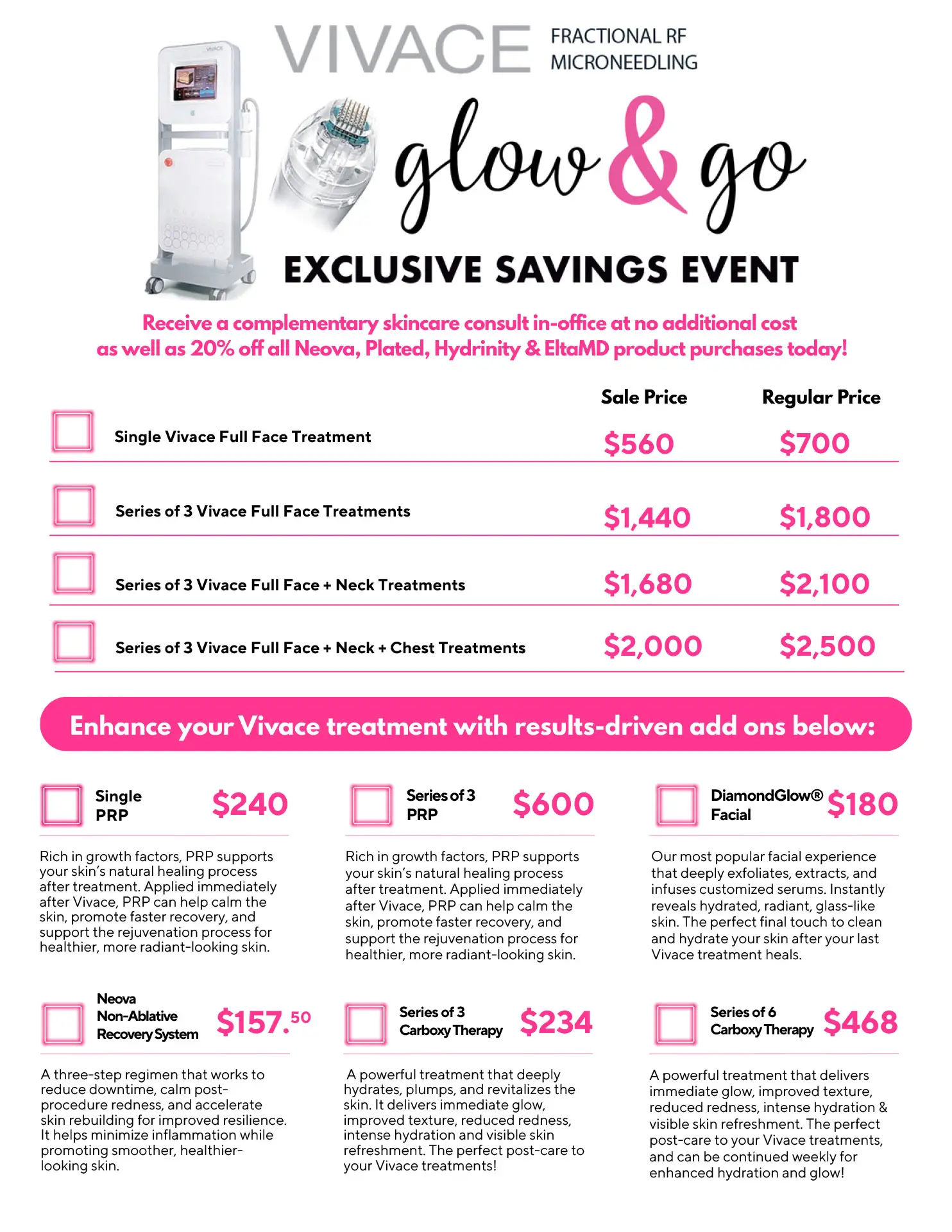 Vivace Glow & Go 1-day special event packet